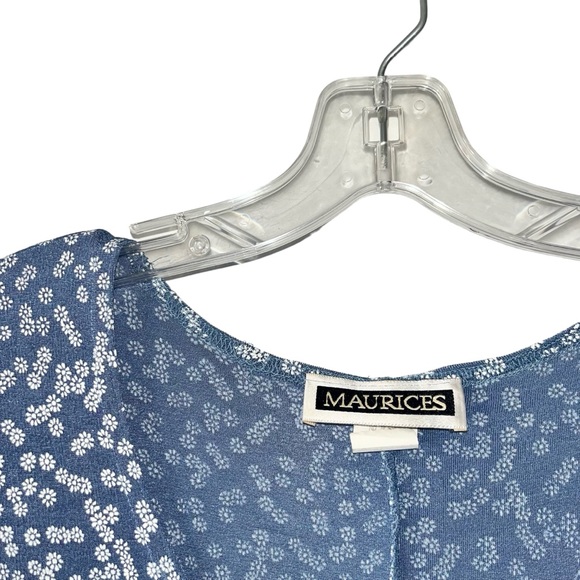 Vintage 90s Light Blue and White Floral Cottagecore Spring Maxi Stretch Dress - Picture 5 of 6